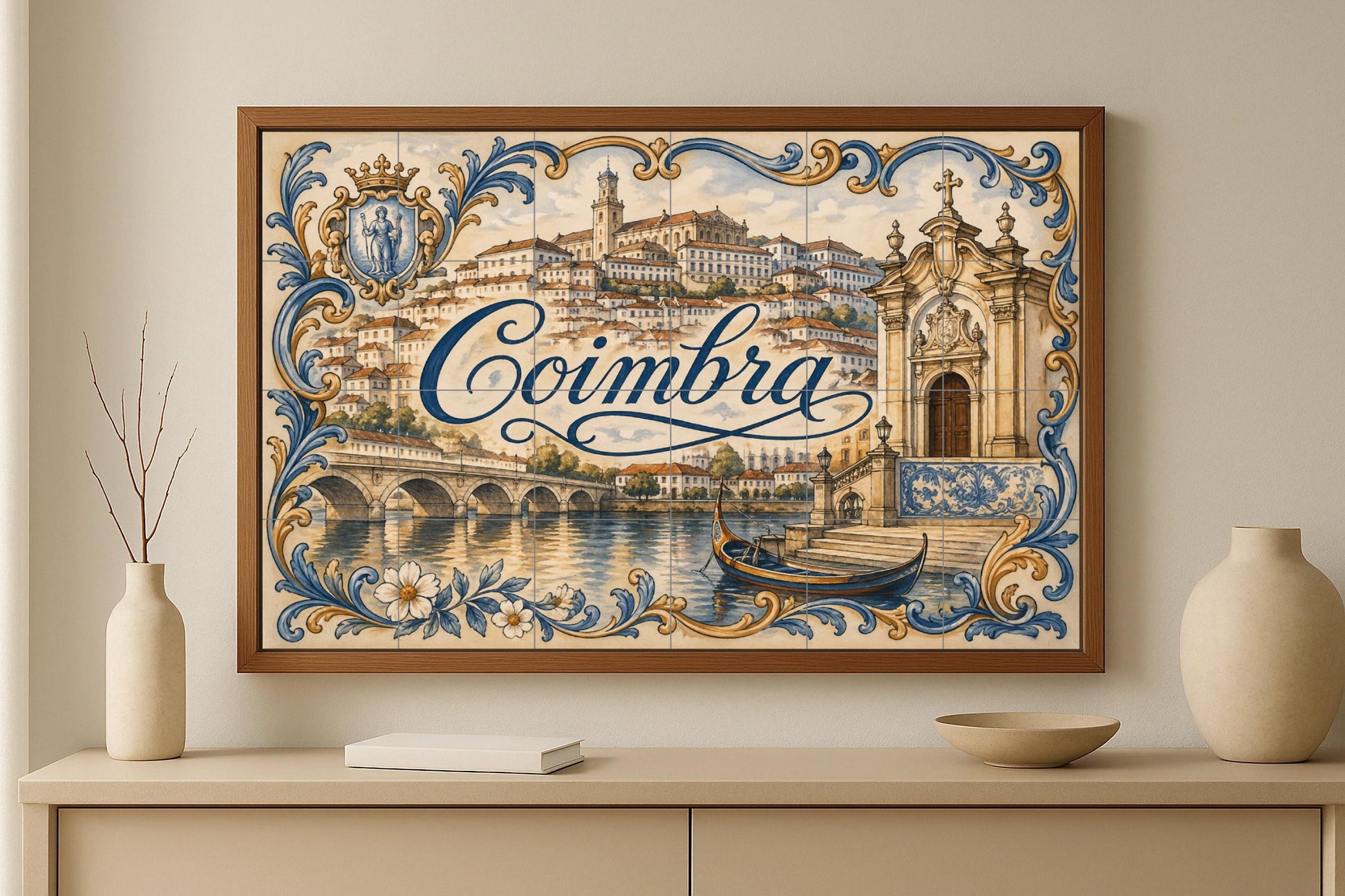 Mural de azulejos de cerámica de Coimbra, Portugal, decoración de la…