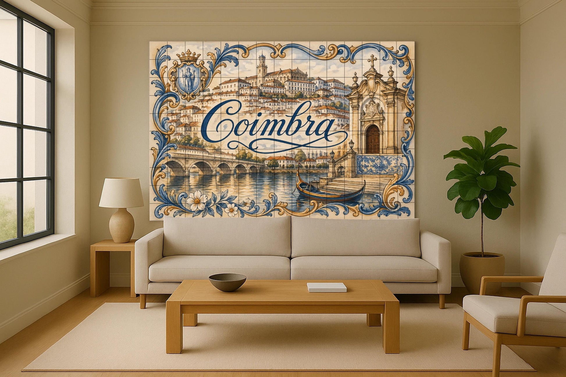 Mural de azulejos de cerámica de Coimbra, Portugal, decoración de la…