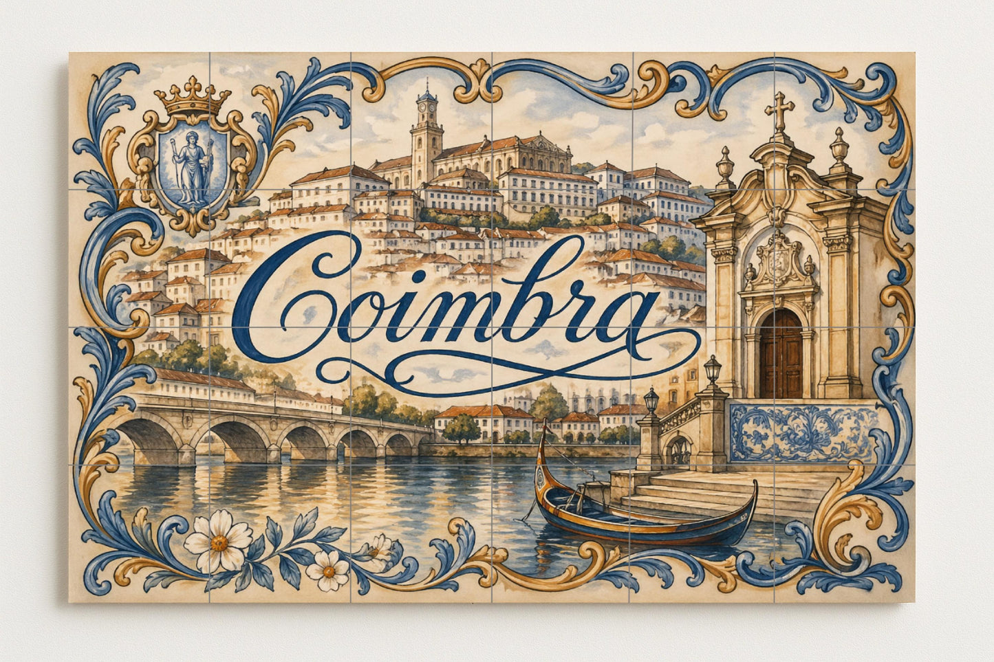 Mural de azulejos de cerámica de Coimbra, Portugal, decoración de la…