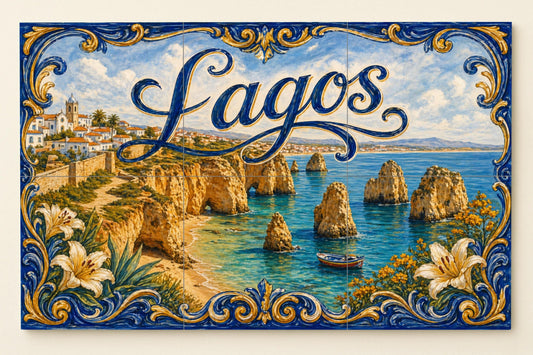 Ceramic Tile Mural: Lagos, Portugal, acantilados costeros del — City & Landmark Art
