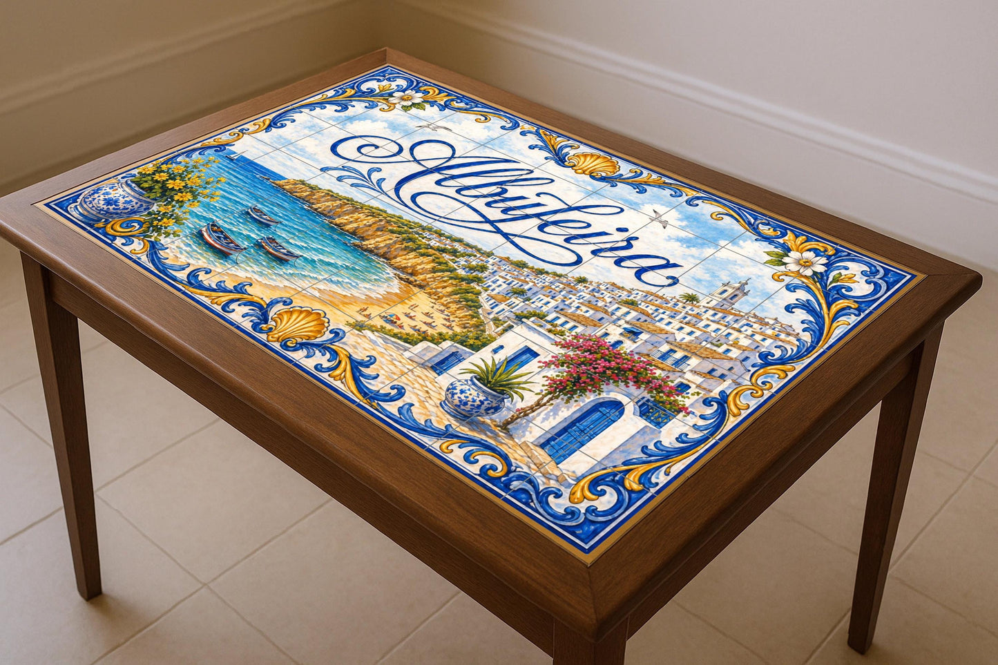 Albufeira, Portugal, Village Coastal of the Alga · Ceramic Wall Mural — City & Landmark Art