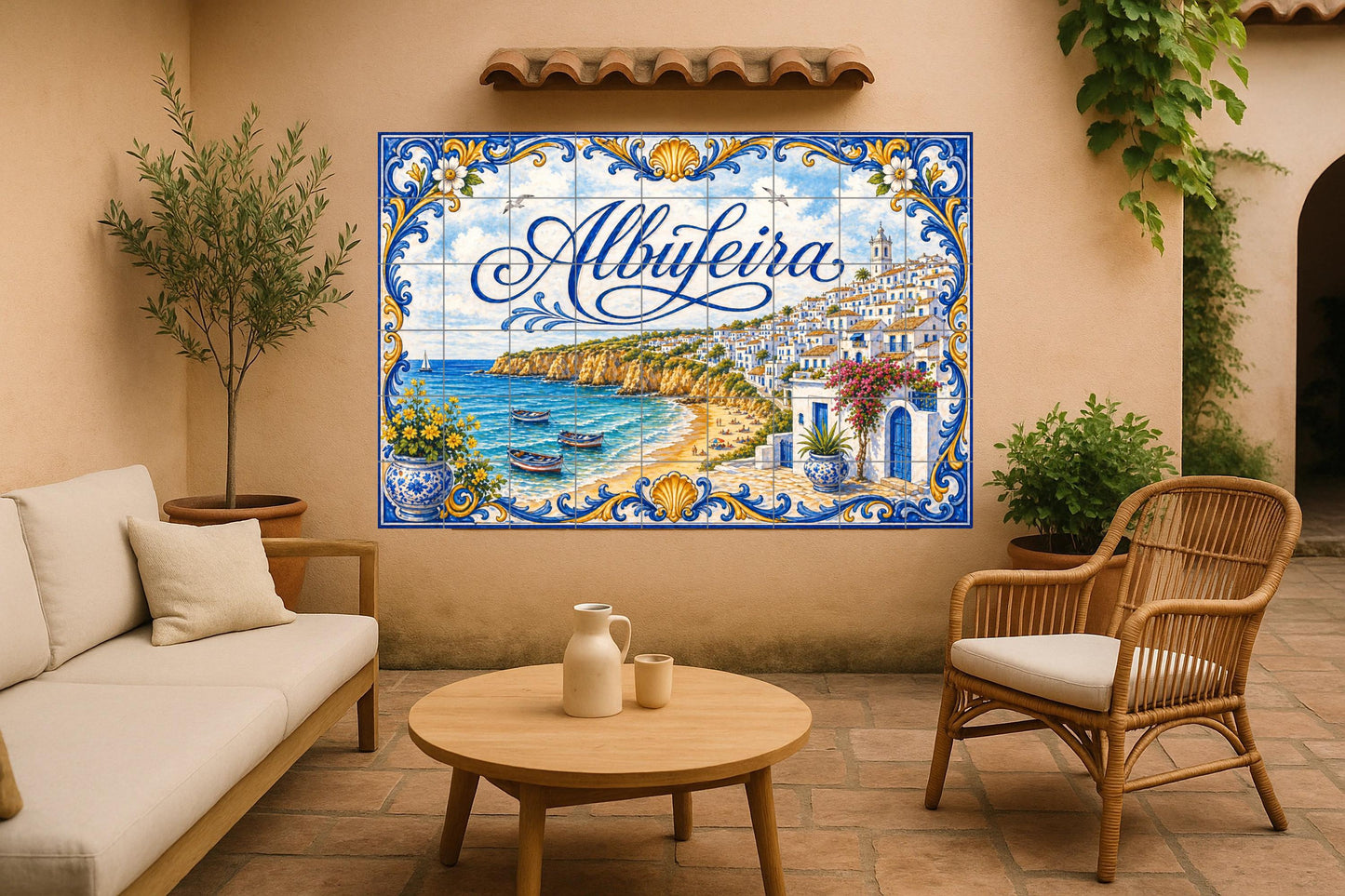 Albufeira, Portugal, Village Coastal of the Alga · Ceramic Wall Mural — City & Landmark Art