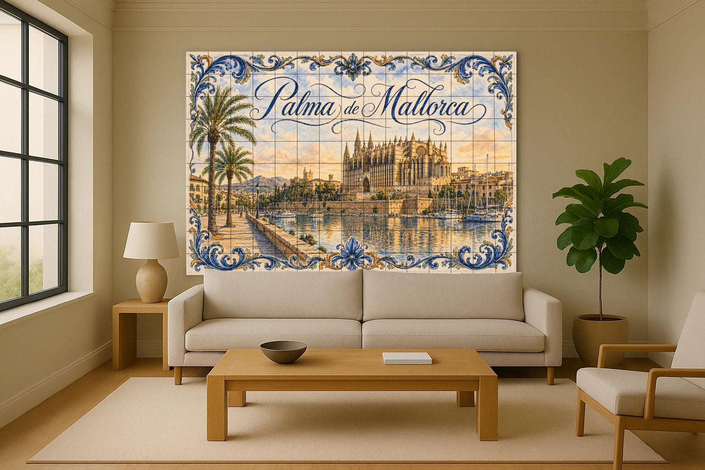 Mural de azulejos cerámicos de la Catedral de Palma de Mallorca…