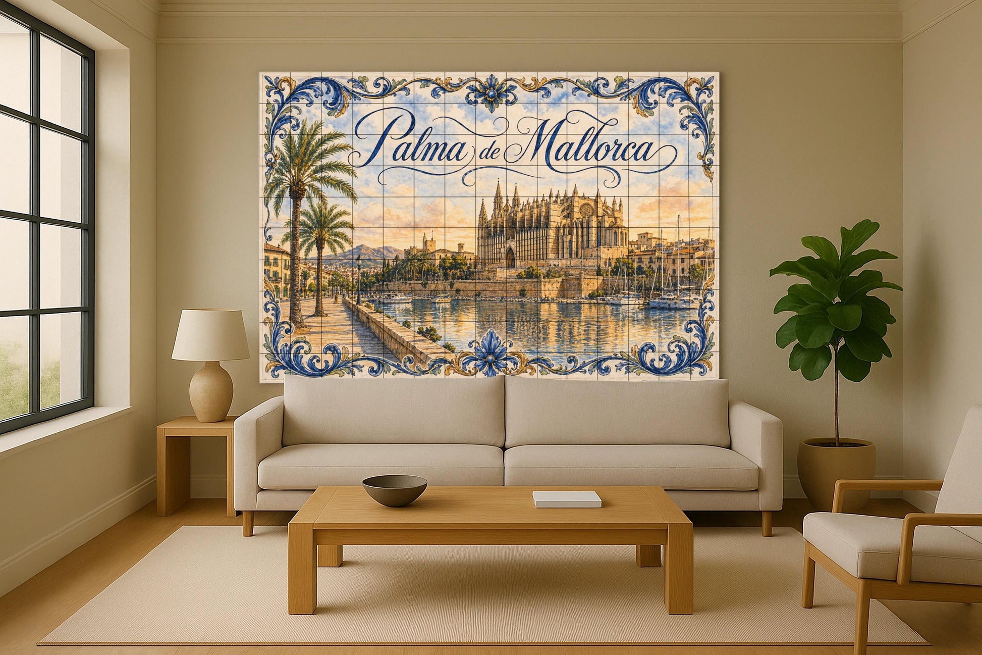 Mural de azulejos cerámicos de la Catedral de Palma de Mallorca…