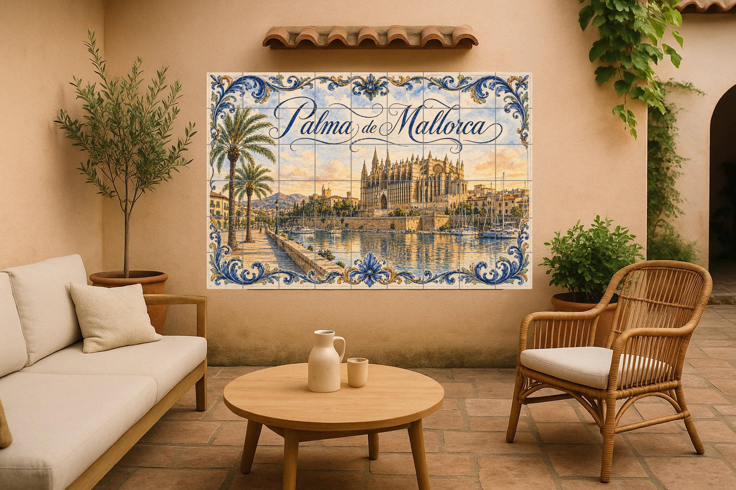 Mural de azulejos cerámicos de la Catedral de Palma de Mallorca…