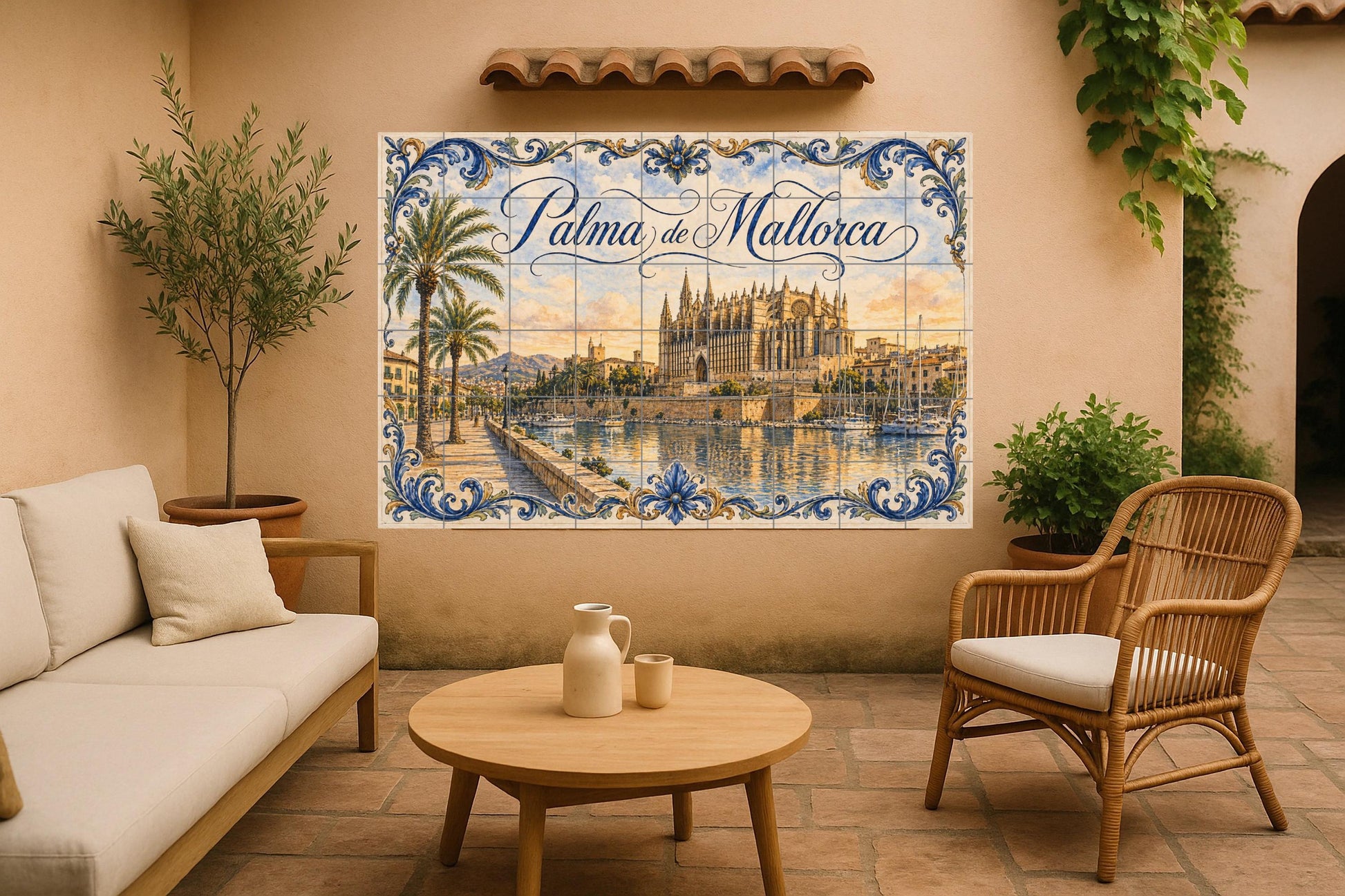 Mural de azulejos cerámicos de la Catedral de Palma de Mallorca…