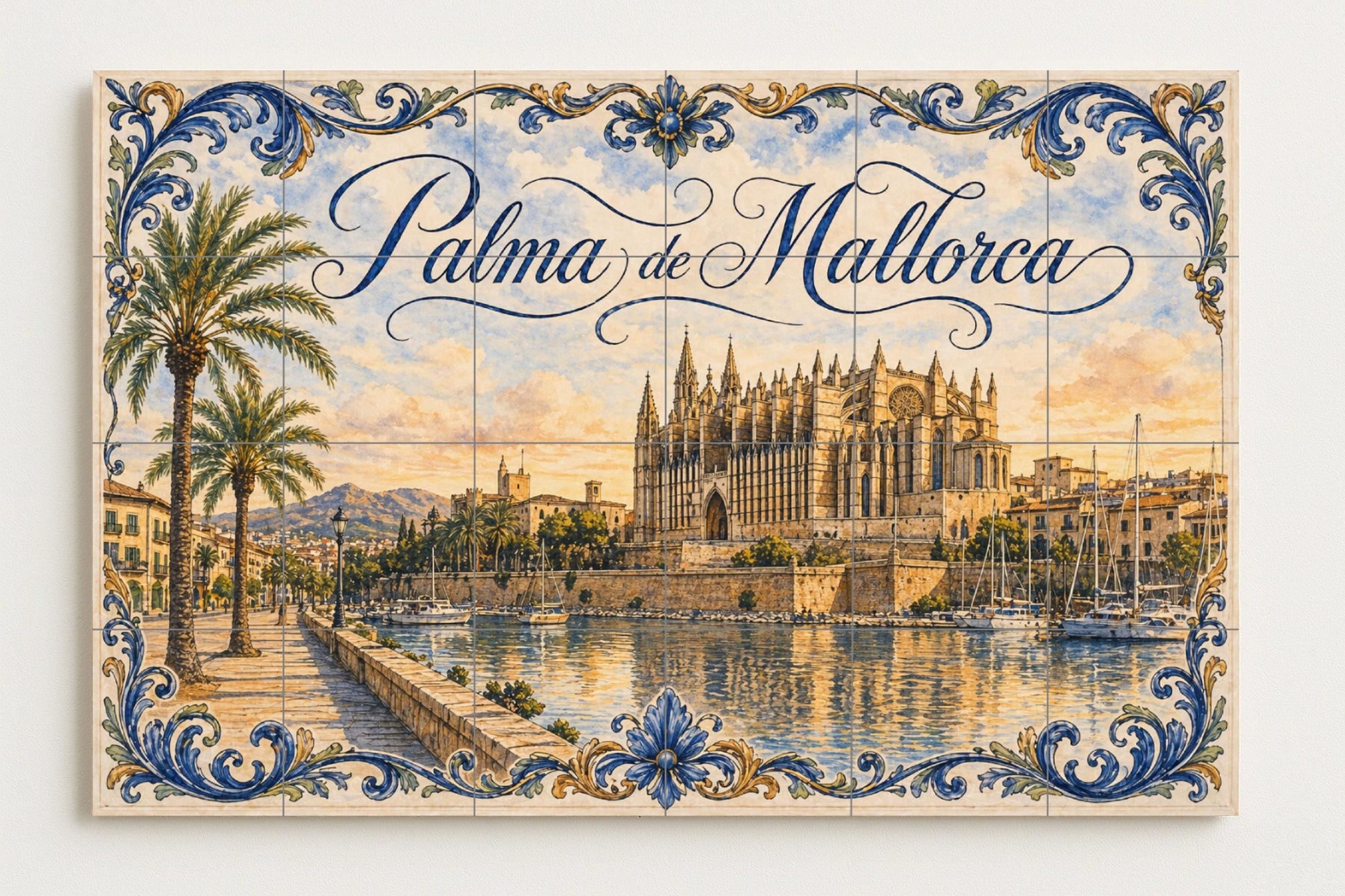 Mural de azulejos cerámicos de la Catedral de Palma de Mallorca…