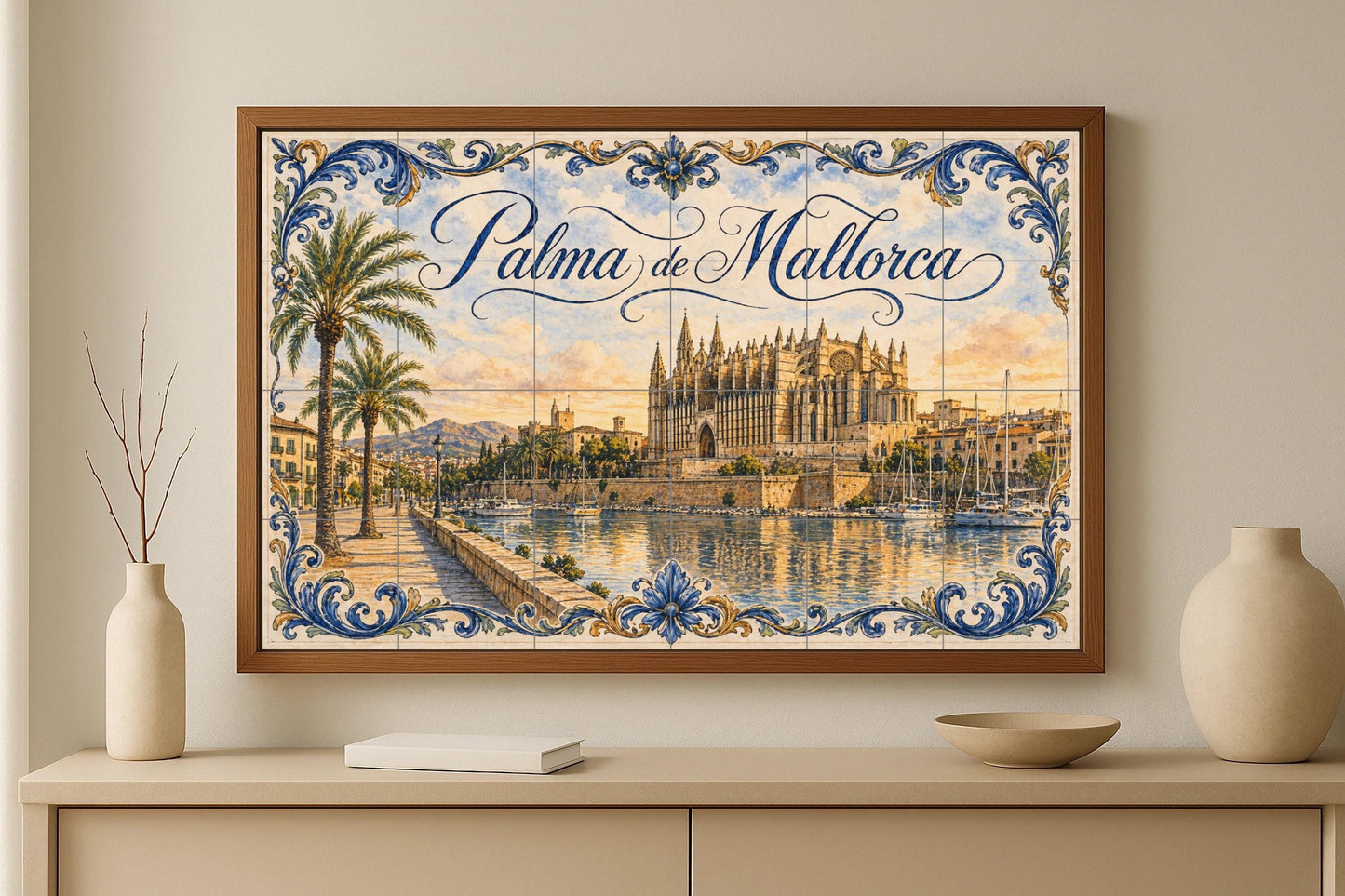 Mural de azulejos cerámicos de la Catedral de Palma de Mallorca…