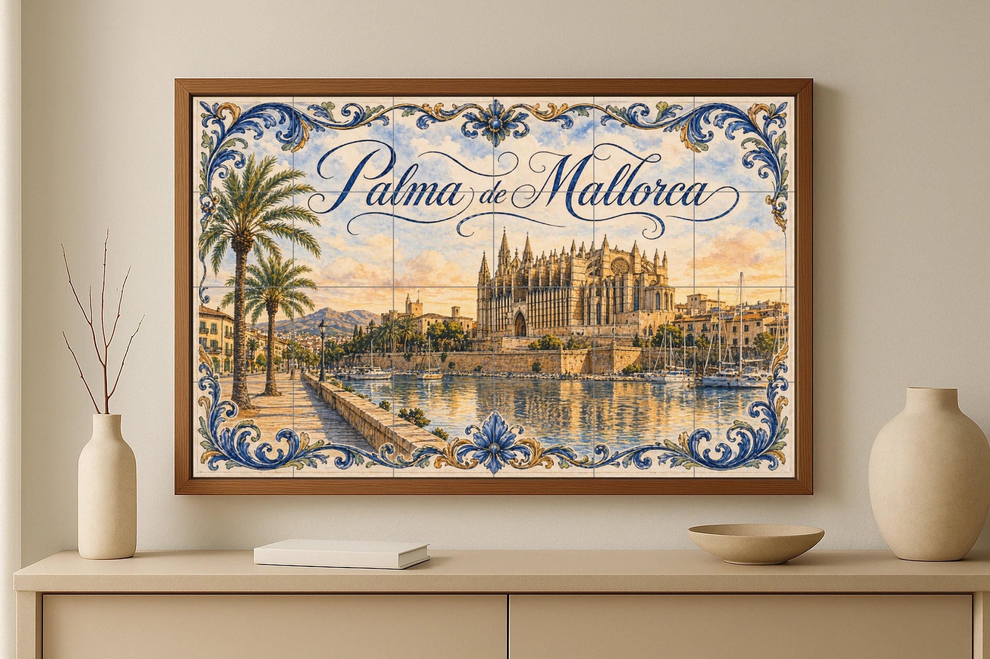 Mural de azulejos cerámicos de la Catedral de Palma de Mallorca…