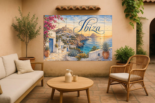 Mural de azulejos de cerámica de Ibiza Dalt Vila, decoración de pared…