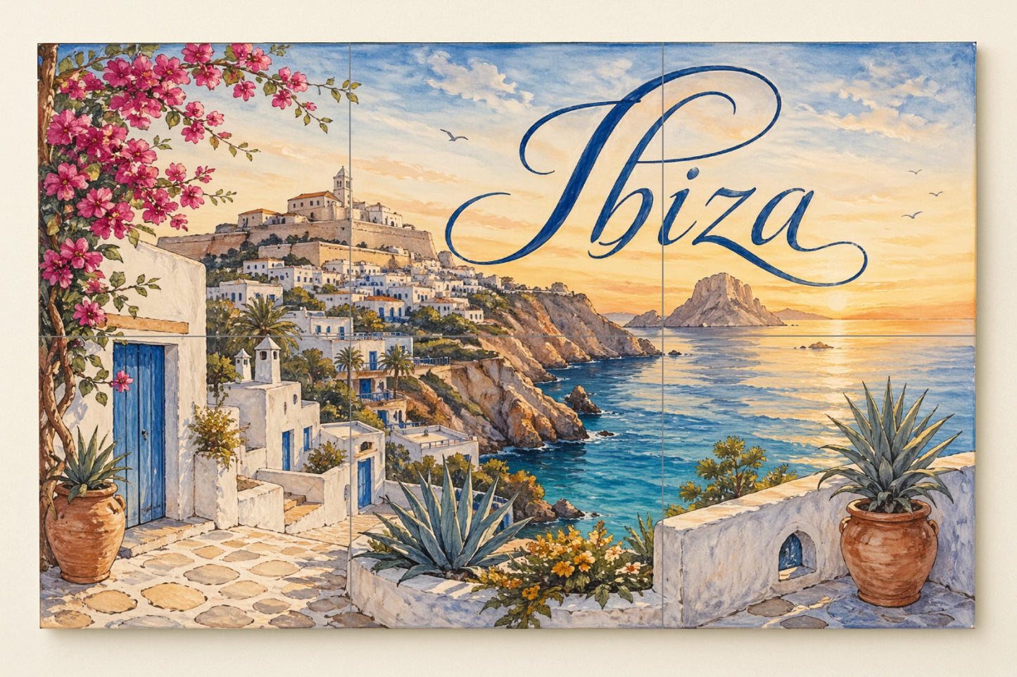 Ibiza Dalt Vila, decoración de pared mediter — Décor Mural Voyage, Art Mural en Céramique