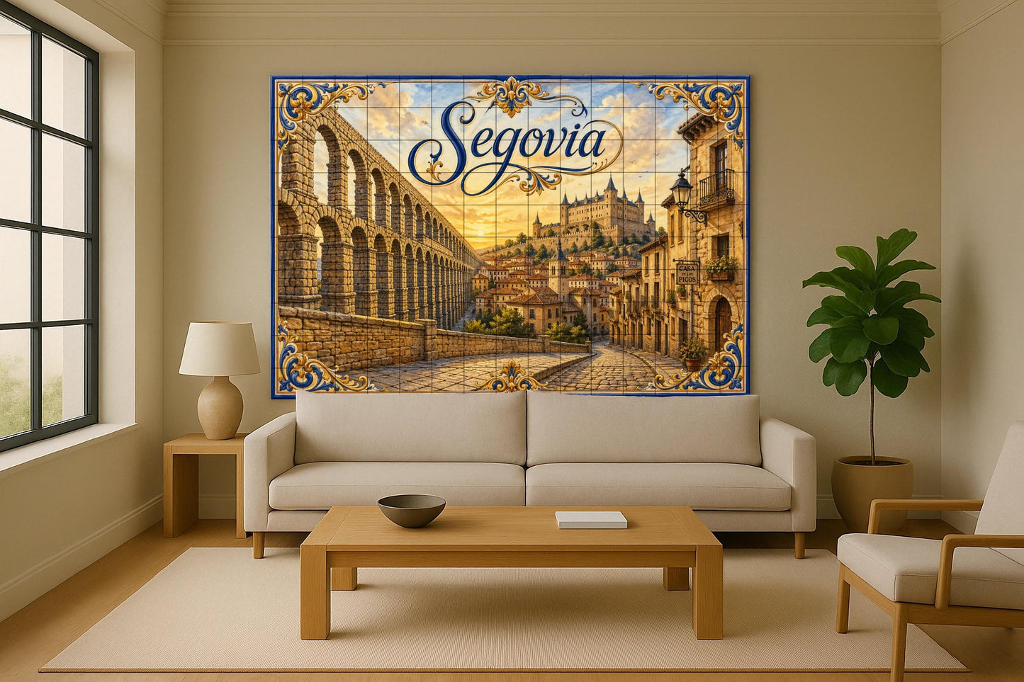 Del acueducto romano de Segovia, decoración de pa — Wahrzeichen-Wandbild, Wandkunst aus Keramikfliesen