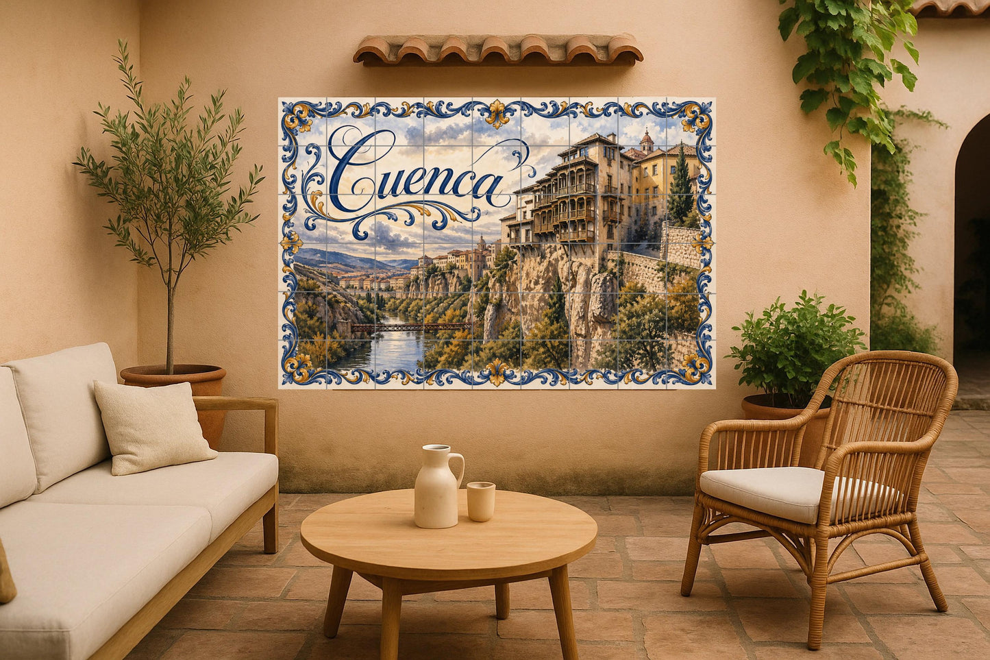 Las Casas Colgantes de Cuenca, decoración de p — Fliesen-Wandbild aus Keramik · Reise-Wanddekor