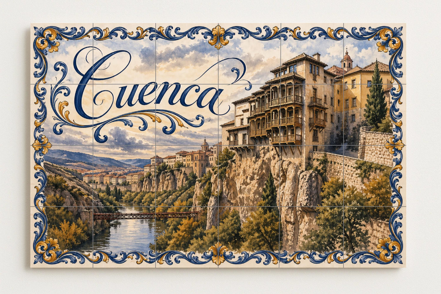 Las Casas Colgantes de Cuenca, decoración de p — Fliesen-Wandbild aus Keramik · Reise-Wanddekor