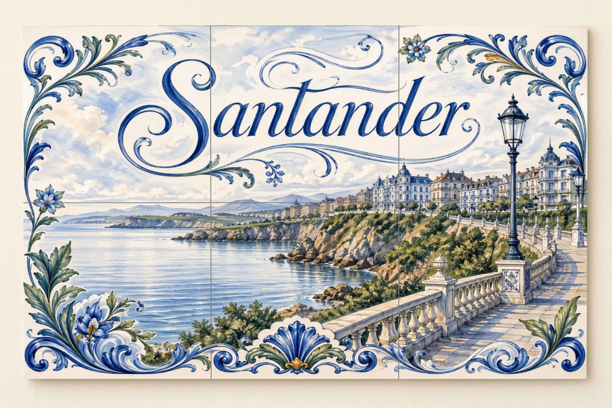 Costeros de Santander, decoración de pared junto — City & Landmark Art · Ceramic Tile Mural