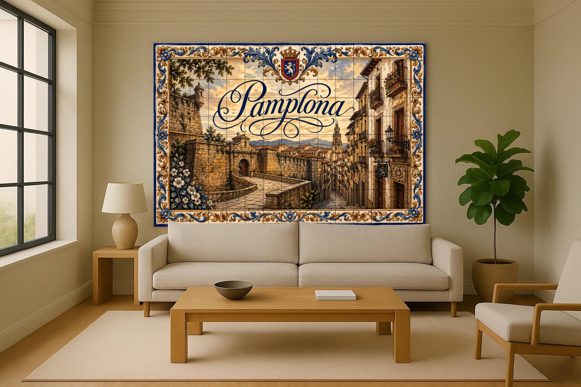 Medieval de Pamplona, decoración de pared histó — Décor Mural Voyage, Art Mural en Céramique