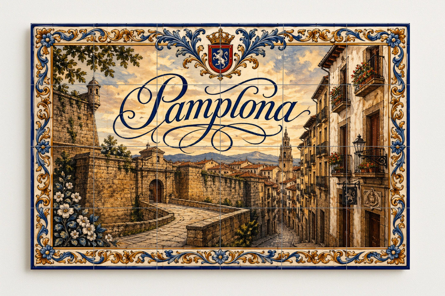 Medieval de Pamplona, decoración de pared histó — Décor Mural Voyage, Art Mural en Céramique