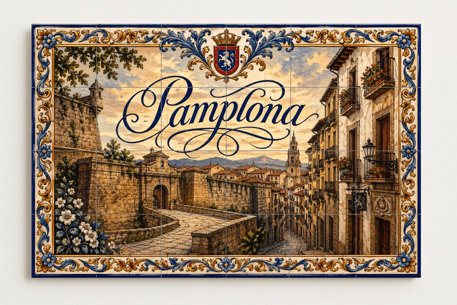 Medieval de Pamplona, decoración de pared histó — Décor Mural Voyage, Art Mural en Céramique
