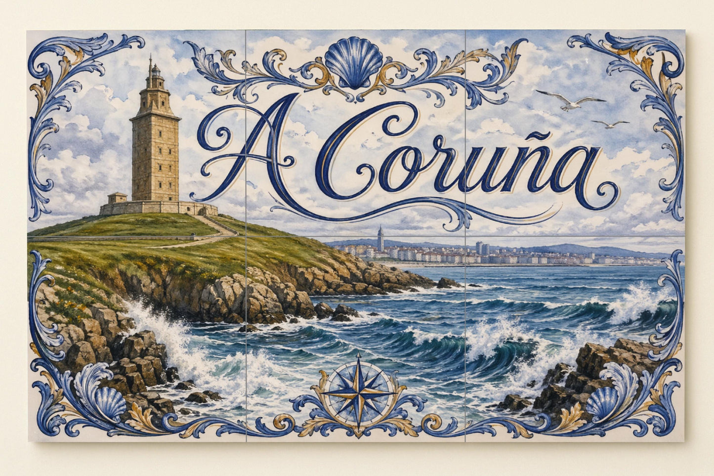 Torre di Hércules di a Coruña, decoración — Murale di Monumenti, Arte da Parete in Ceramica