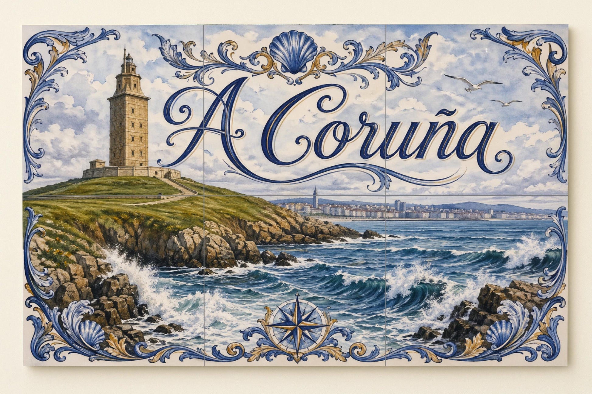 Torre di Hércules di a Coruña, decoración — Murale di Monumenti, Arte da Parete in Ceramica