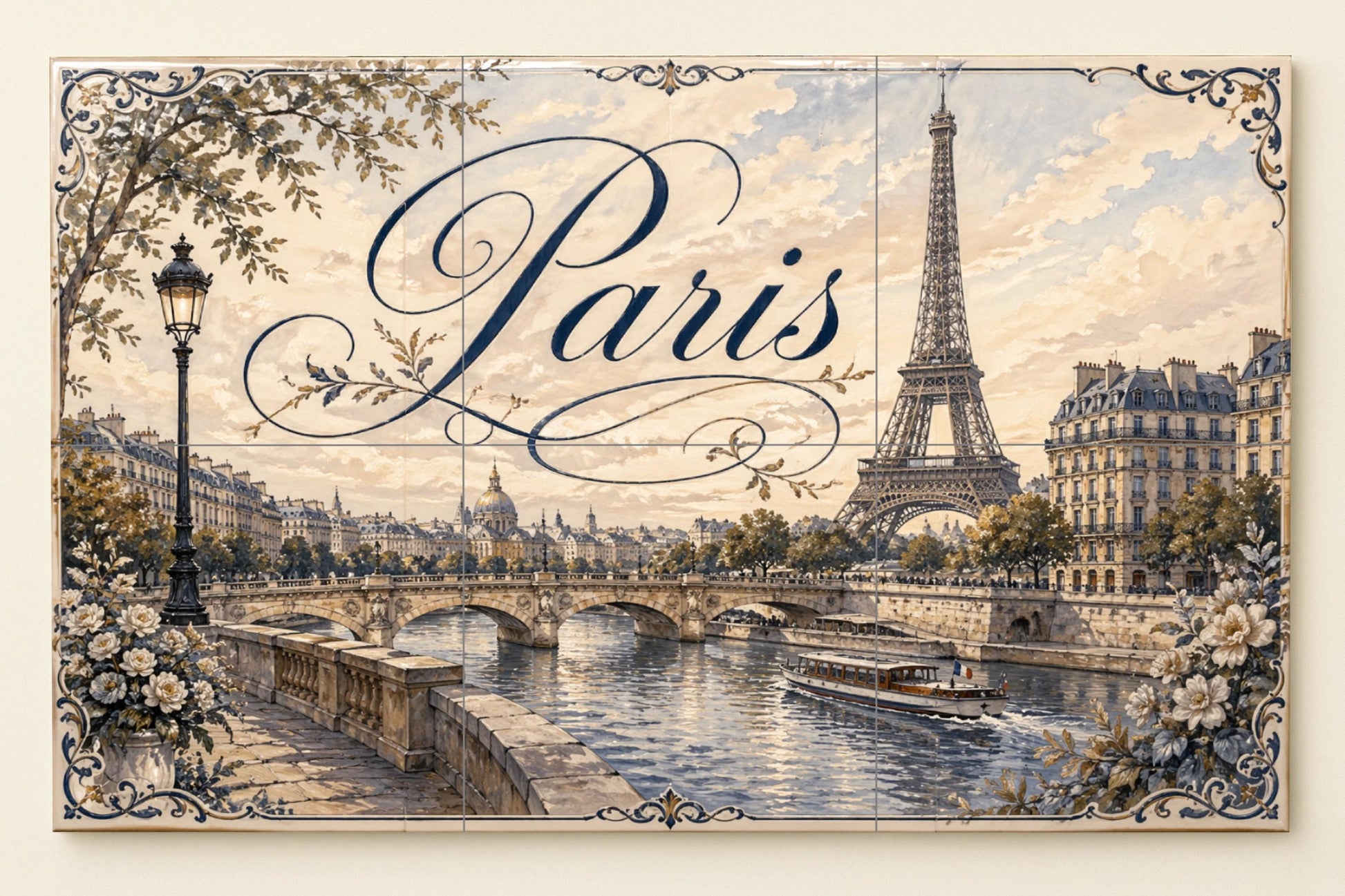 Fresque en Carrelage La Torre Eiffel de París, decoración románti — Fresque de Monument