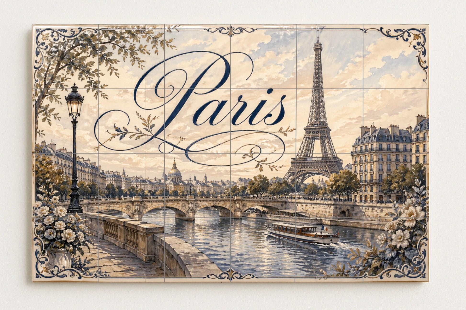 Fresque en Carrelage La Torre Eiffel de París, decoración románti — Fresque de Monument