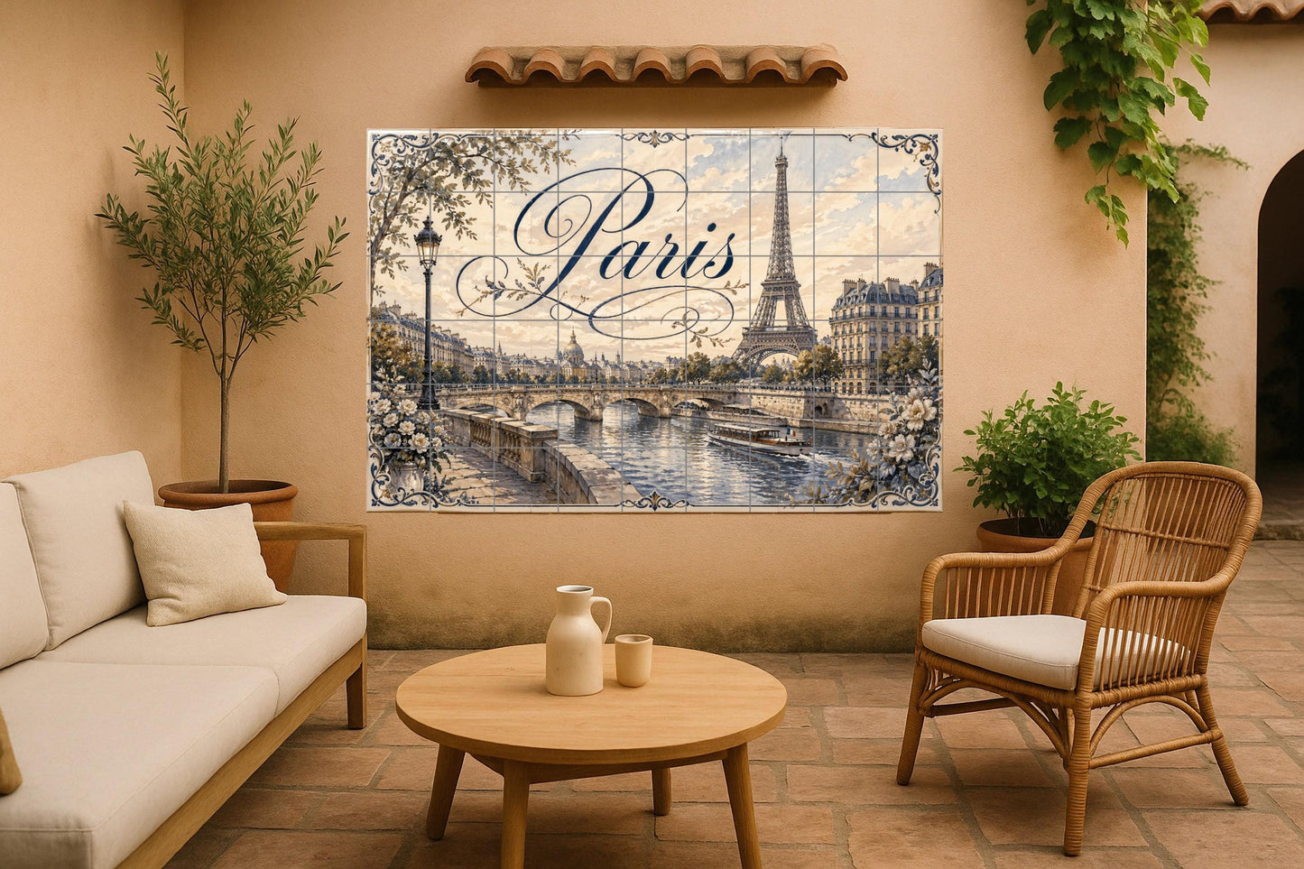 Fresque en Carrelage La Torre Eiffel de París, decoración románti — Fresque de Monument