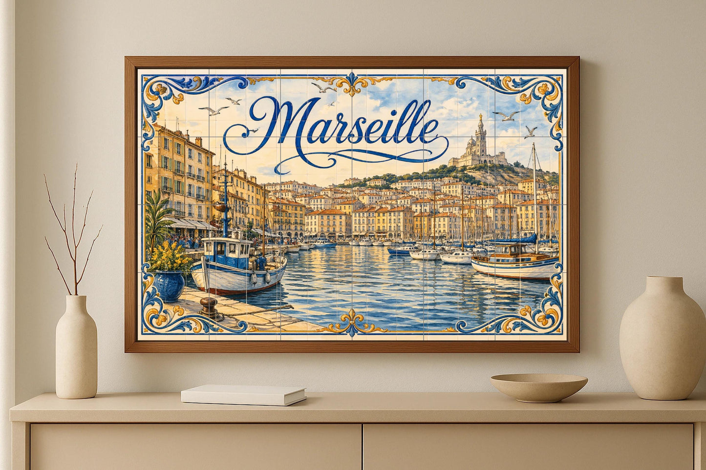 Del Puerto Viejo de Marsella, decoración de par · Murale Ceramico — Città e Monumenti