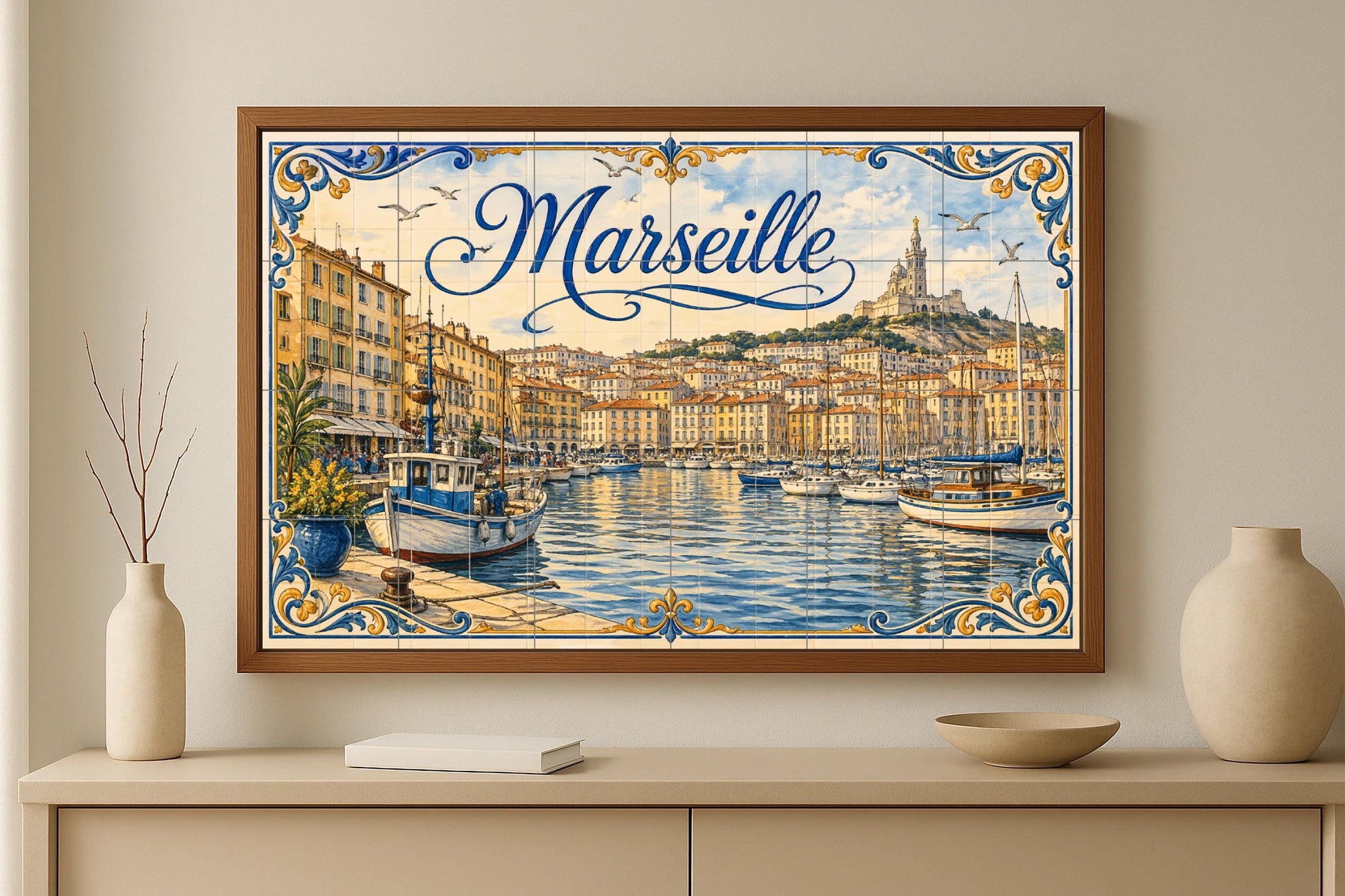 Del Puerto Viejo de Marsella, decoración de par · Murale Ceramico — Città e Monumenti