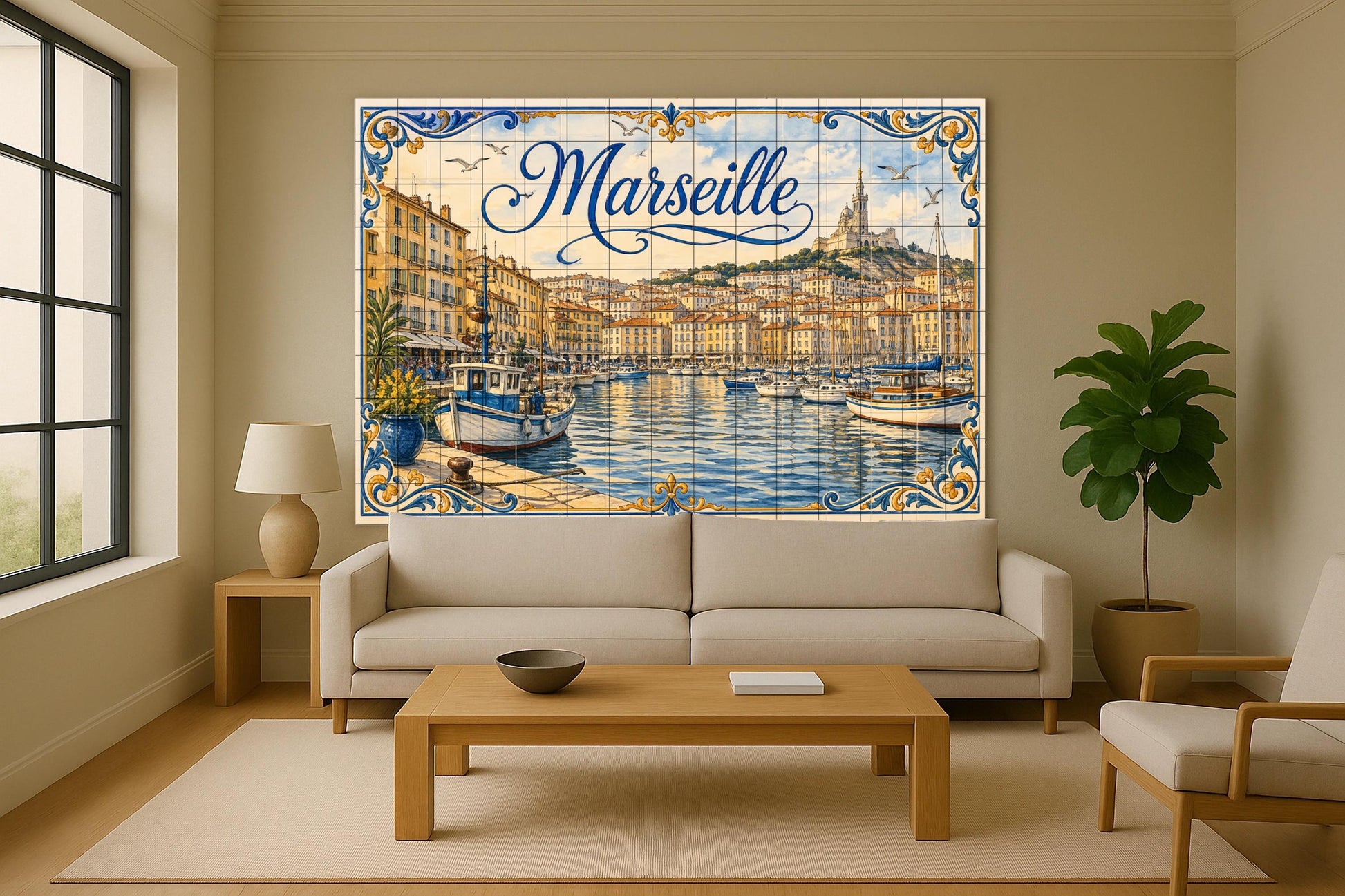 Del Puerto Viejo de Marsella, decoración de par · Murale Ceramico — Città e Monumenti