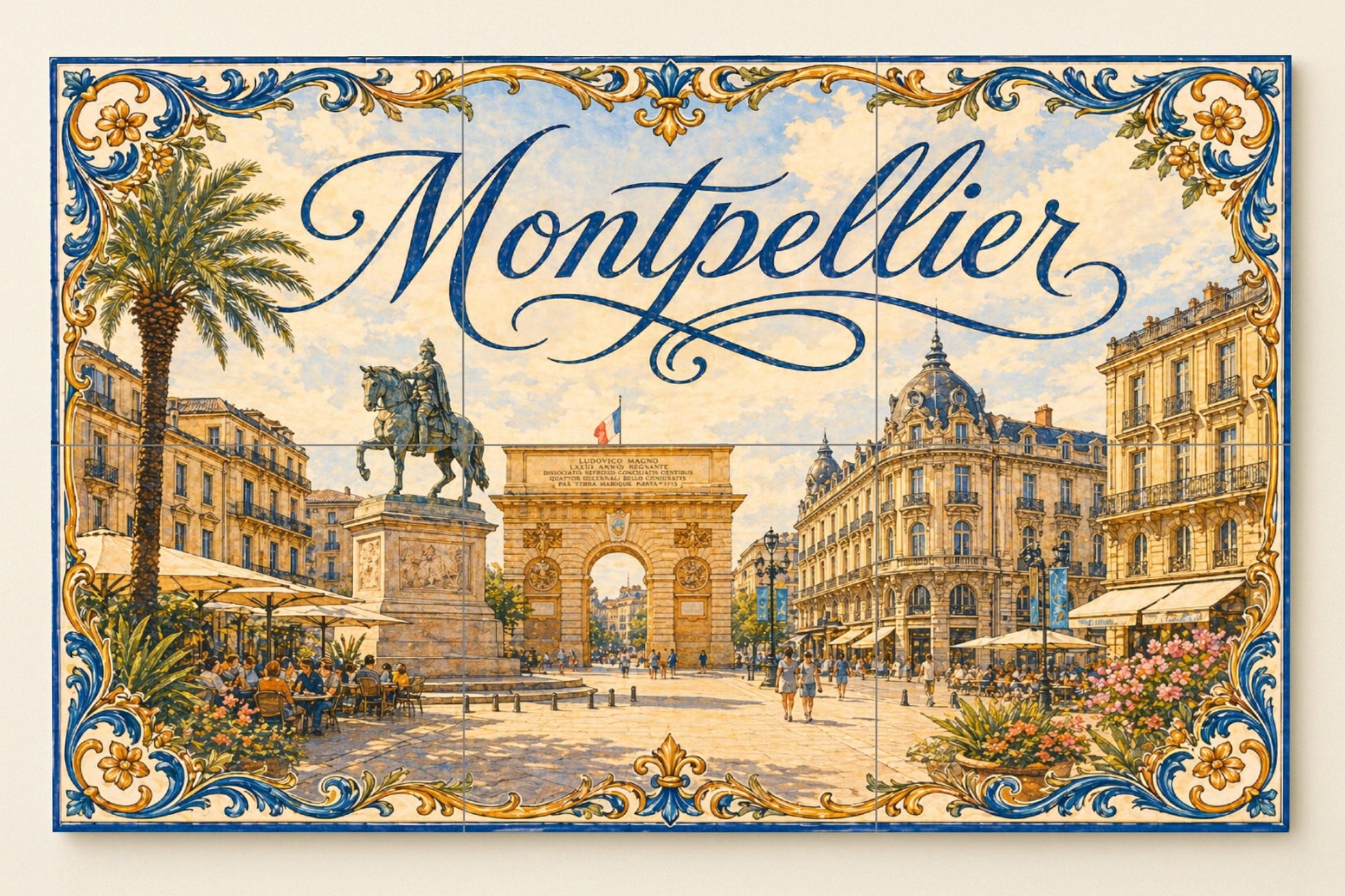 Montpellier, arte mural del sur de Francia i — Landmark Mural · Tile Wall Art