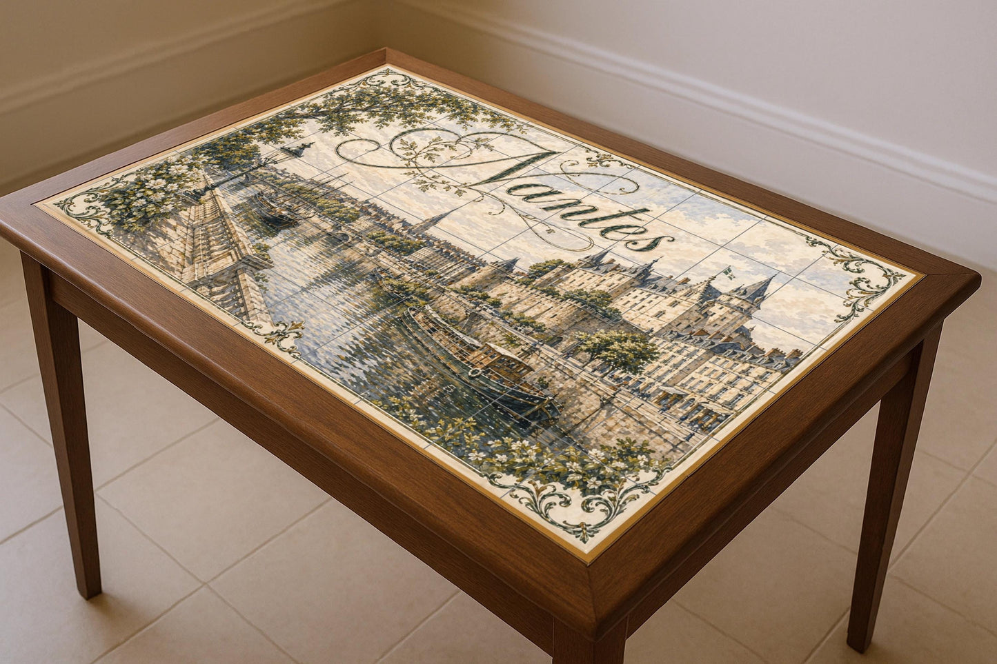 Nantes, Kunst Wandbild des Fluss Loira, Frankreich, c — Fliesen-Wandbild aus Keramik · Wahrzeichen-Wandbild
