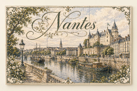 Nantes, Art Mural of the River Loira, France, c · Ceramic Wall Mural — City & Landmark Art