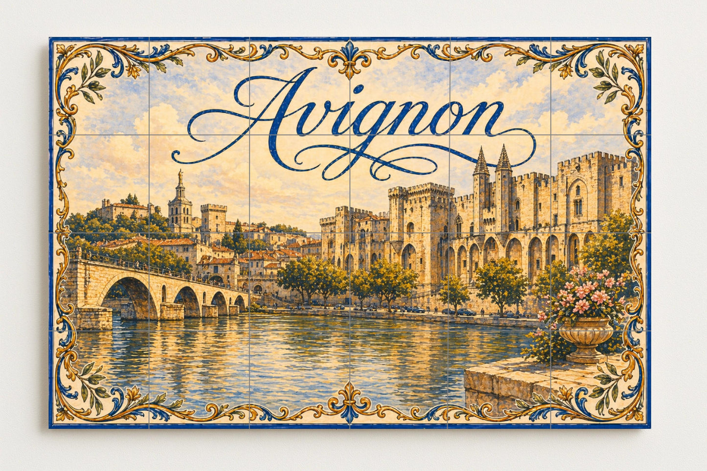 Mural de azulejos cerámicos de Aviñón, Arte mural de Provenza Francia…