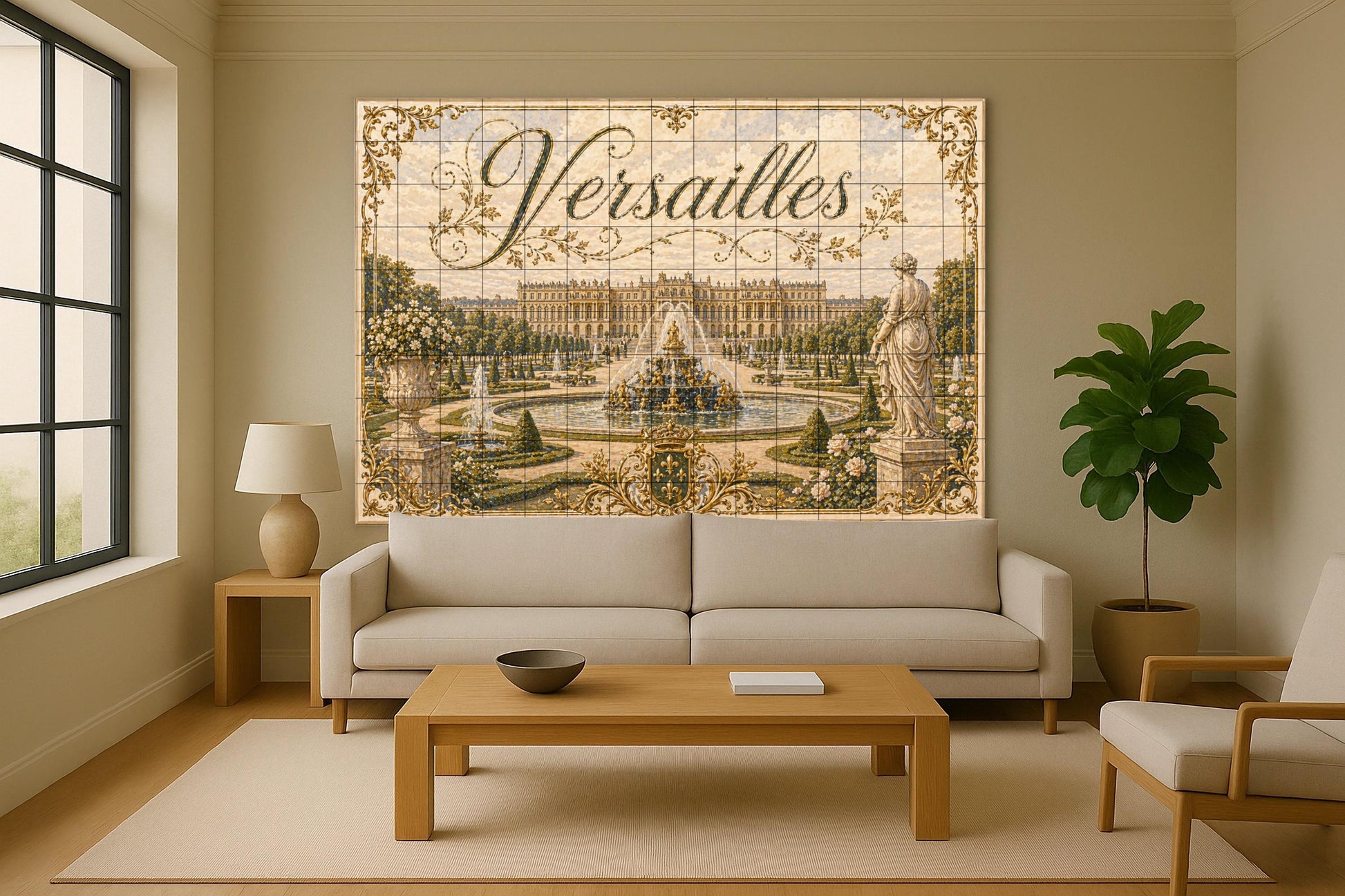 Mural de azulejos de cerámica de Versalles, arte mural de palacio…