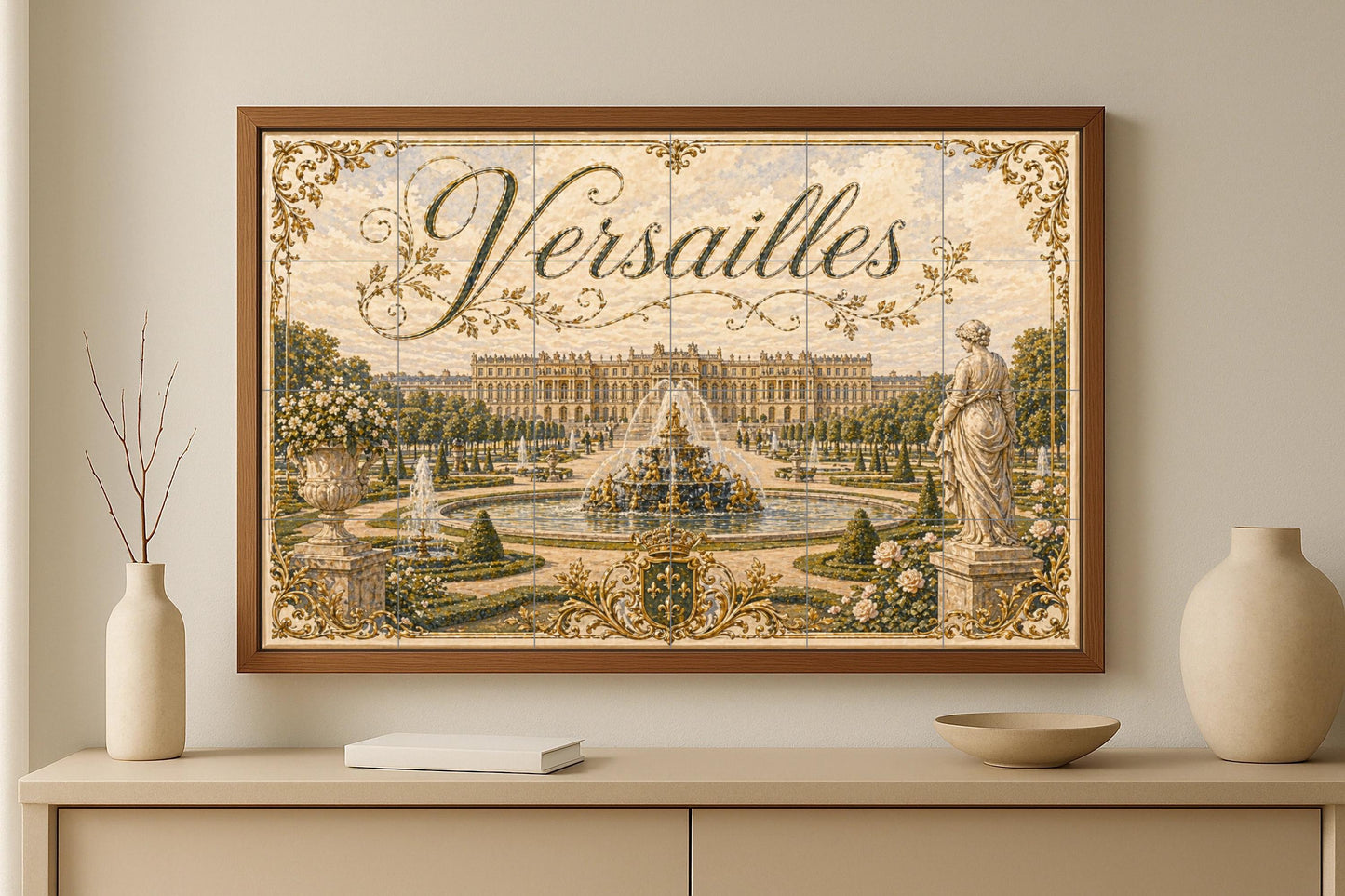 Mural de azulejos de cerámica de Versalles, arte mural de palacio…