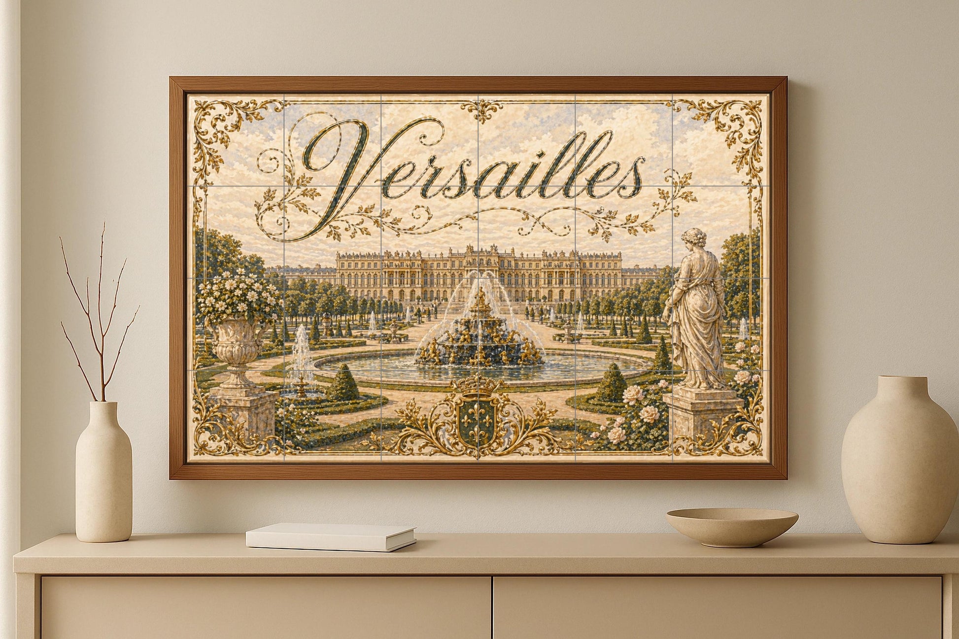 Mural de azulejos de cerámica de Versalles, arte mural de palacio…