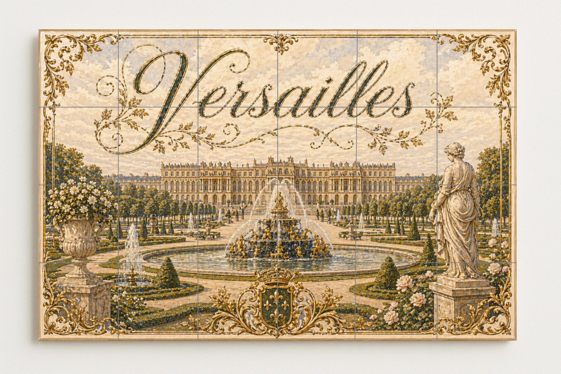 Mural de azulejos de cerámica de Versalles, arte mural de palacio…