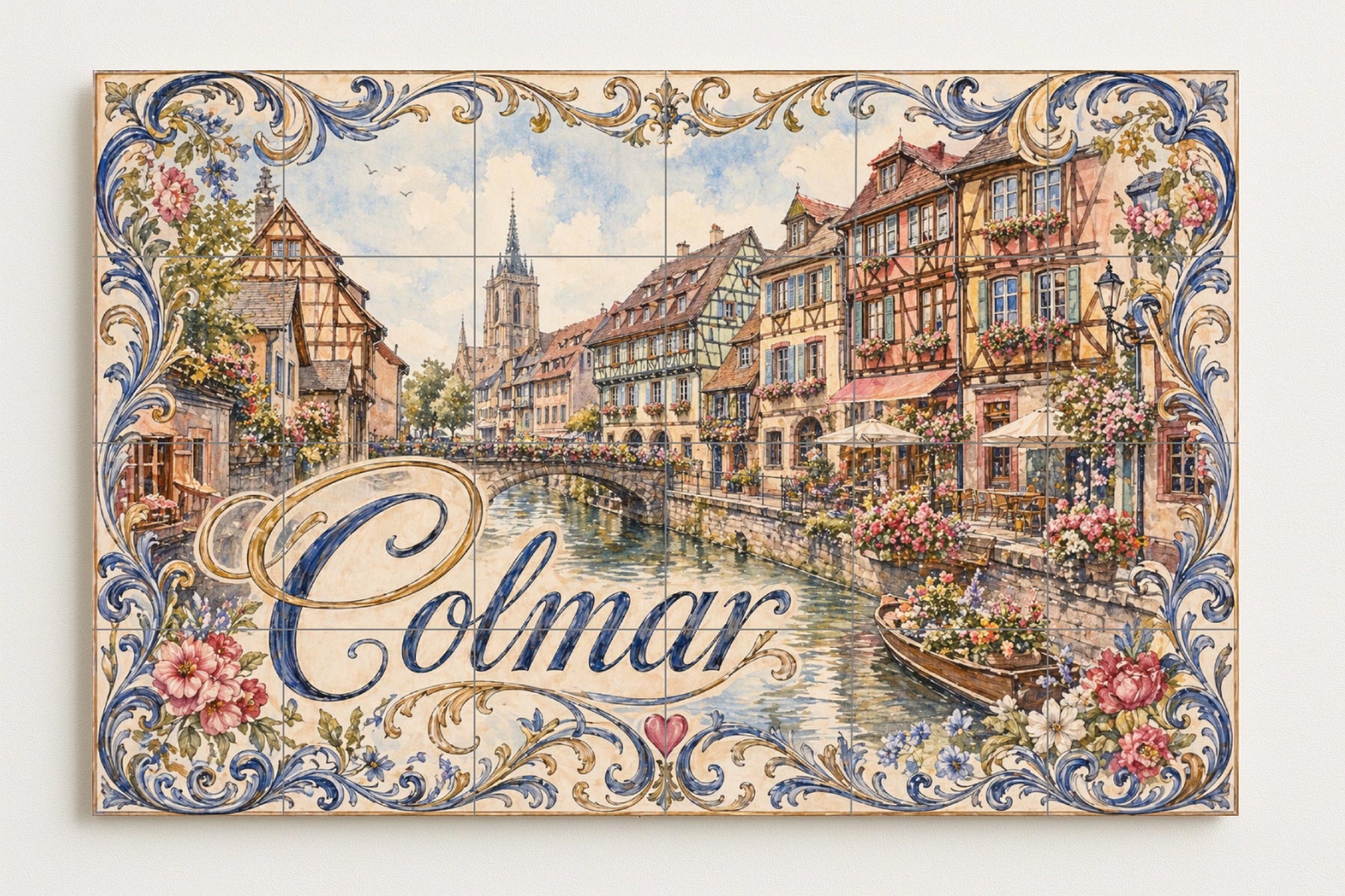 Colmar, Art Mural of the Alsacia French co · Ceramic Wall Mural — City & Landmark Art