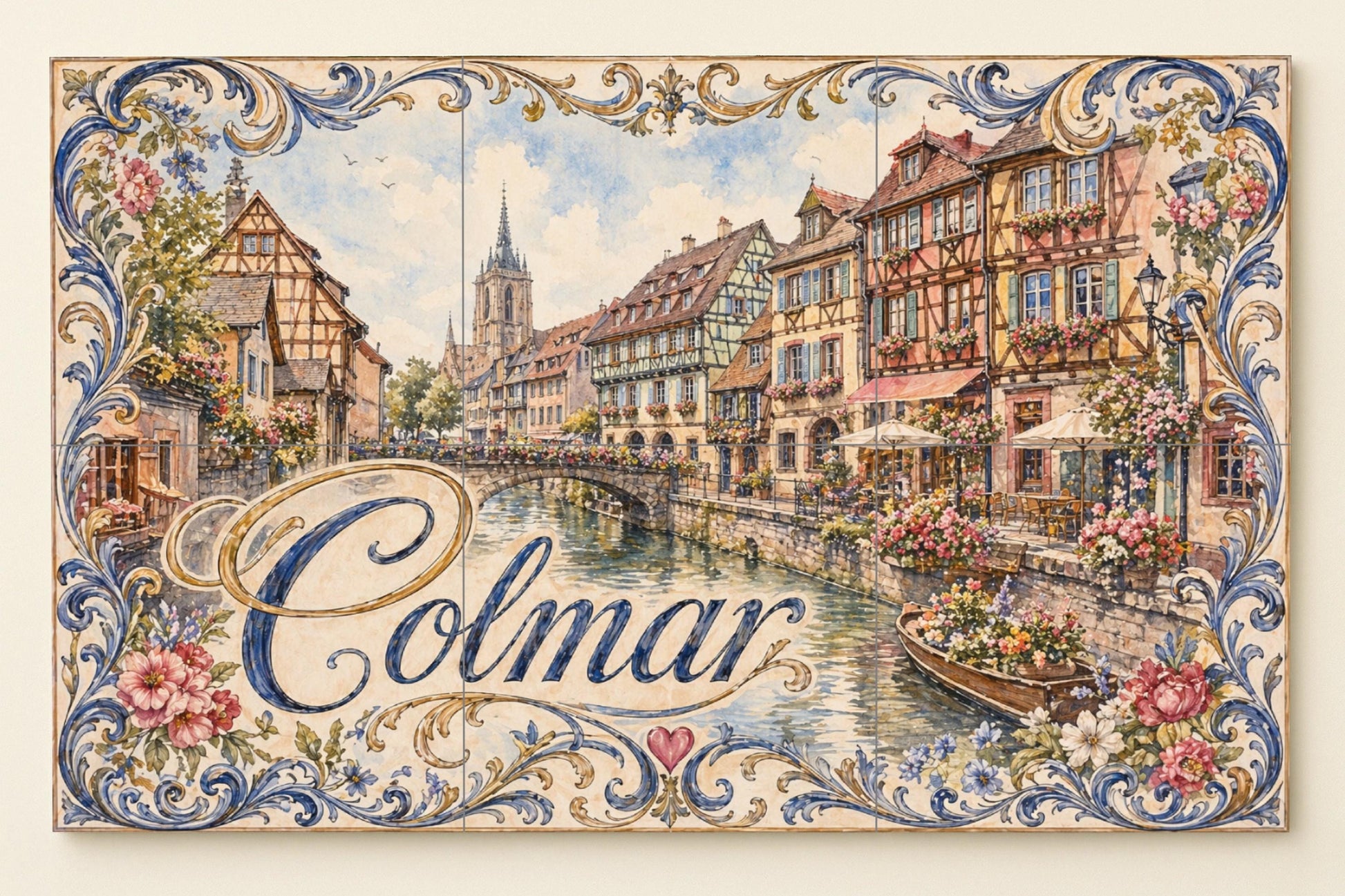 Colmar, Art Mural of the Alsacia French co · Ceramic Wall Mural — City & Landmark Art