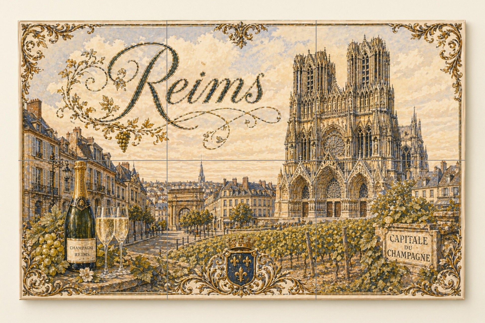Colmar, Art Mural of the Alsacia French co — City & Landmark Art · Ceramic Tile Mural