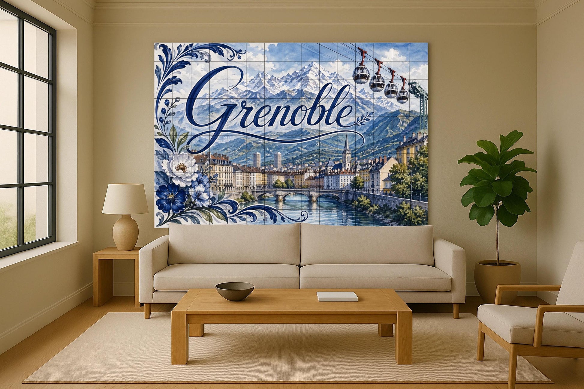 Mural de azulejos de cerámica de Grenoble, arte mural de los Alpes…