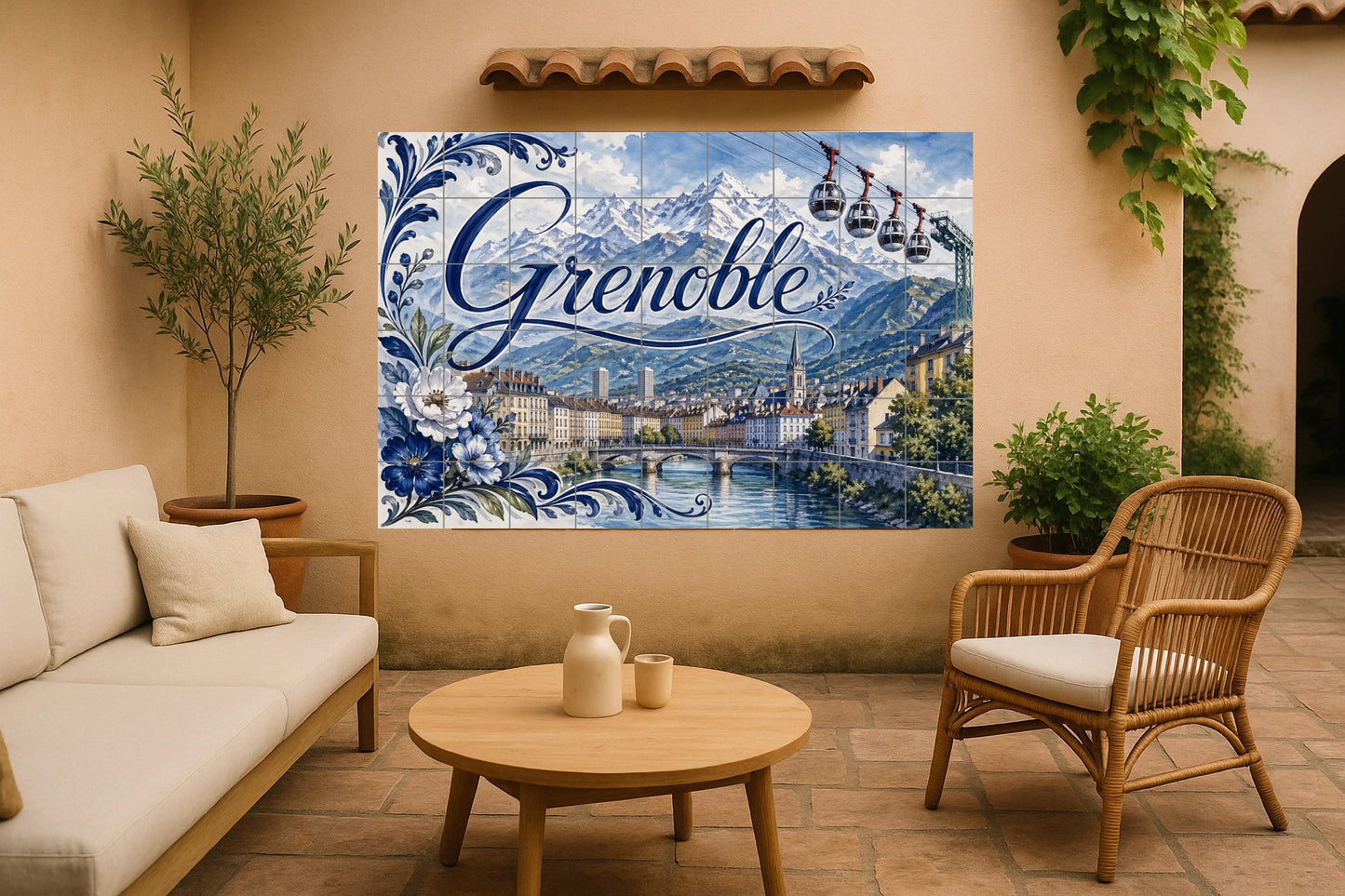 Mural de azulejos de cerámica de Grenoble, arte mural de los Alpes…