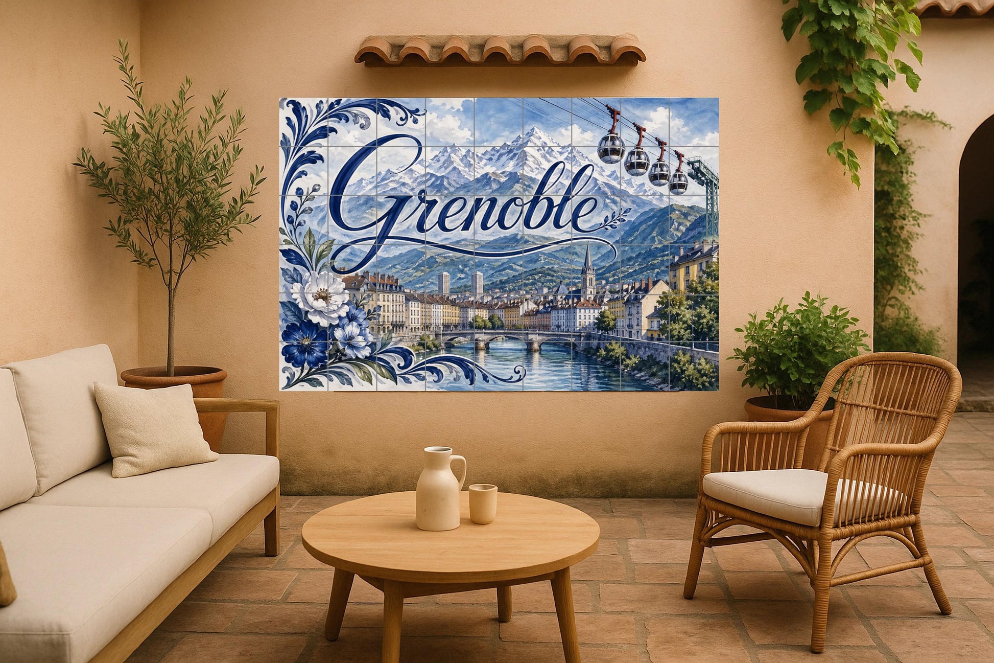 Mural de azulejos de cerámica de Grenoble, arte mural de los Alpes…