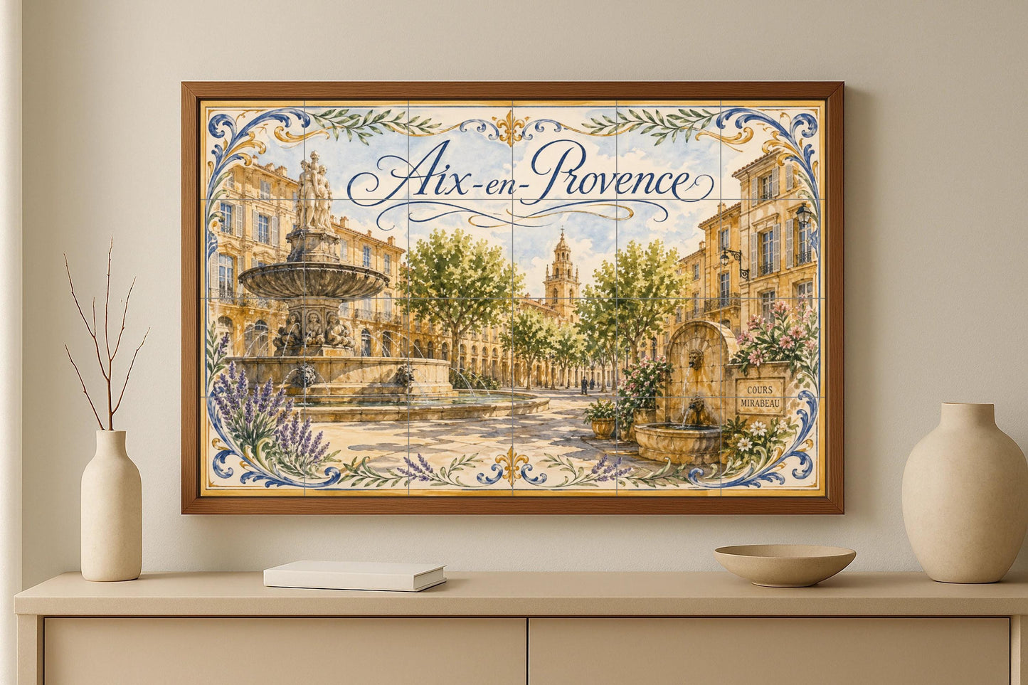 Mural de azulejos de cerámica de Aix-en-Provence, arte mural de la…