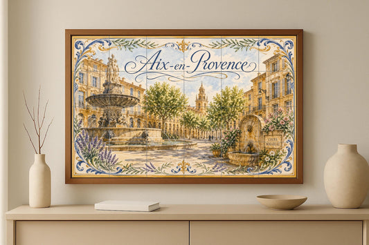 Mural de azulejos de cerámica de Aix-en-Provence, arte mural de la…
