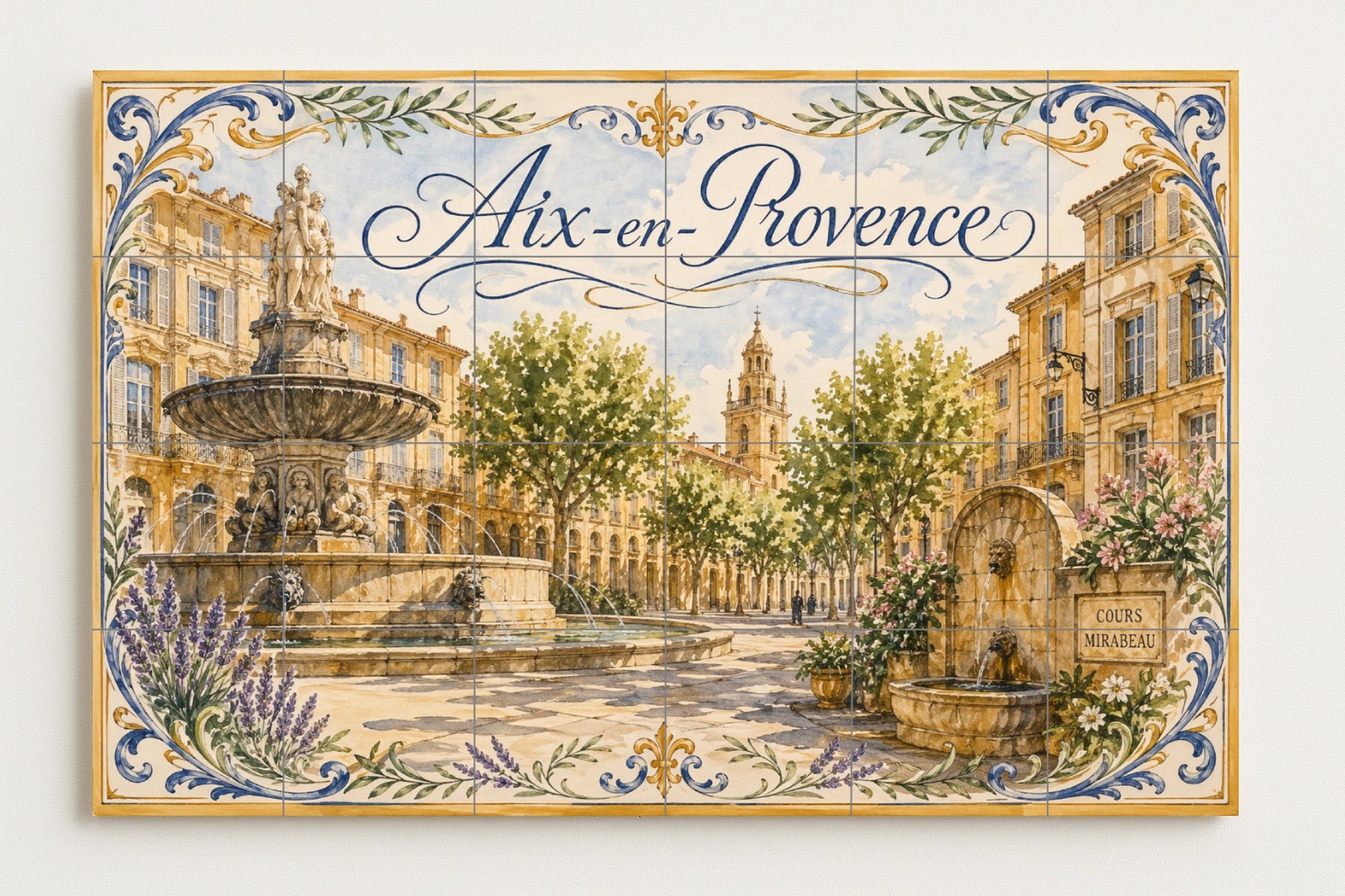 Mural de azulejos de cerámica de Aix-en-Provence, arte mural de la…