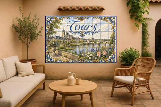 Tours, Art Mural of the Valley of the Loira with ar — Flowers & Landscape Art · Tile Wall Art