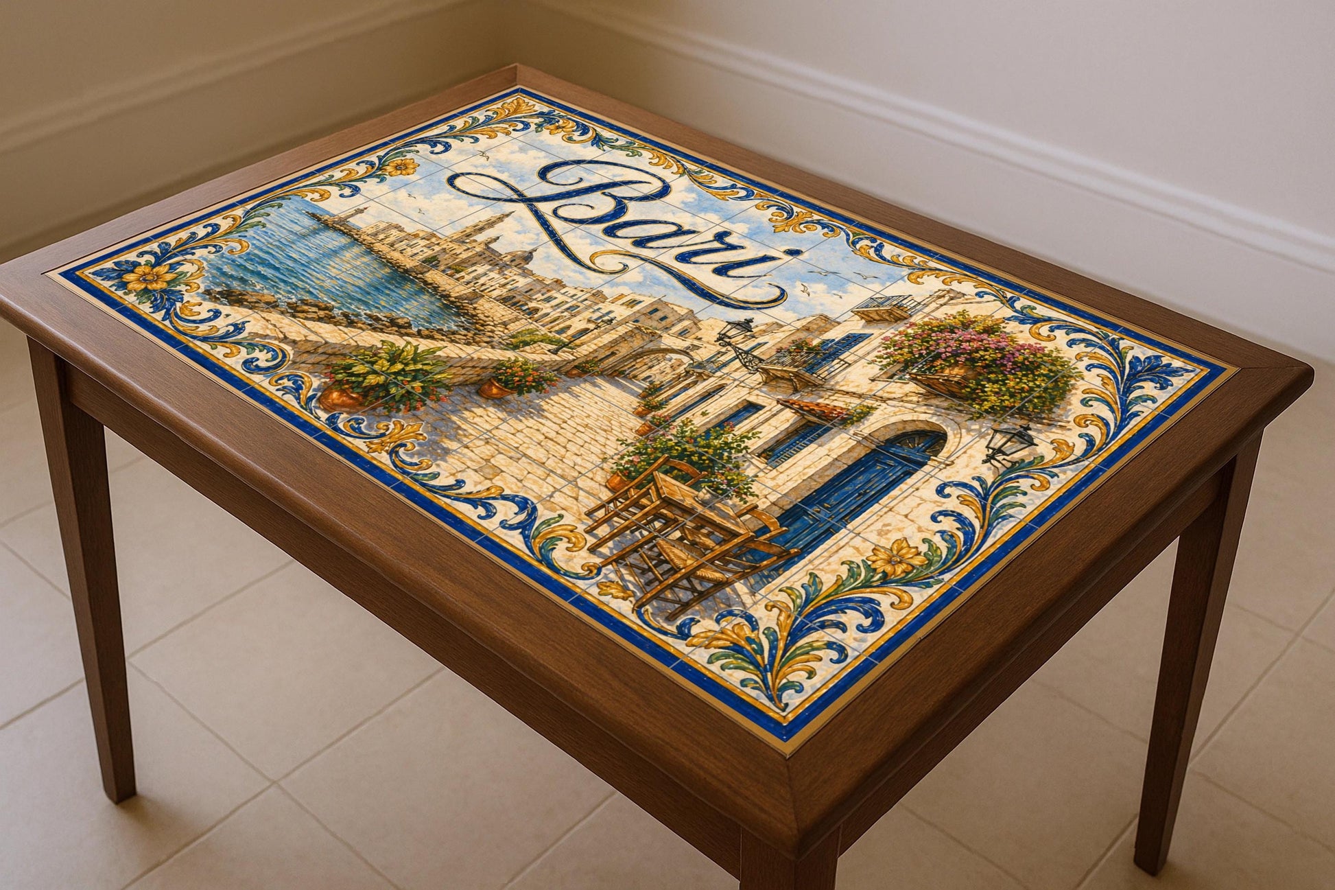Bari, Kunst Wandbild Küsten Italienisch mit arquit · Keramik-Wandbild — Küstenszene