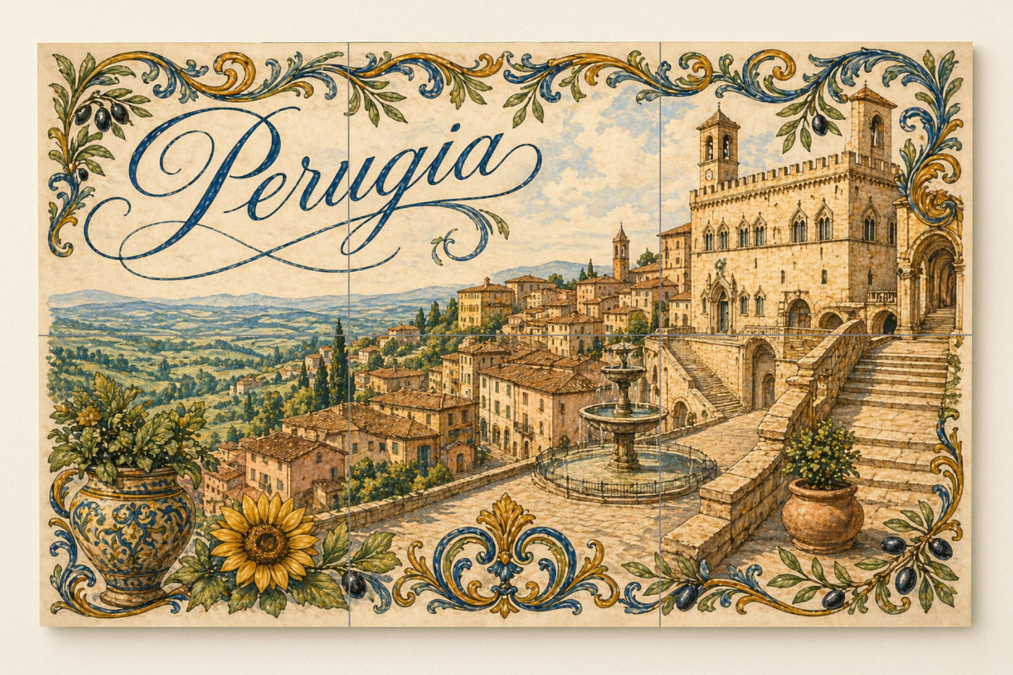 Perugia, Art Mural de Umbría Italienne avec — Art Populaire et Ornemental, Art Mural en Céramique